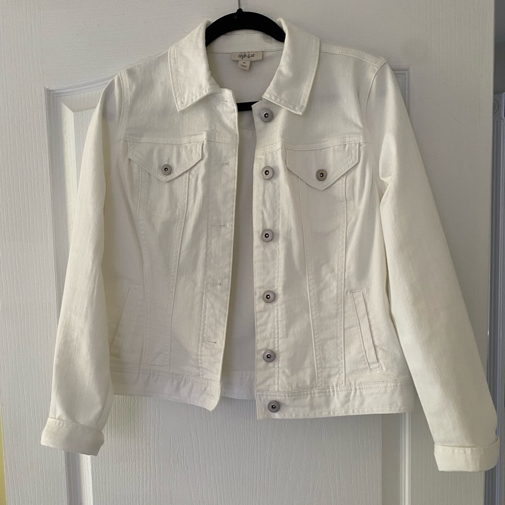 Style & Co. White Jean/Denim Jacket